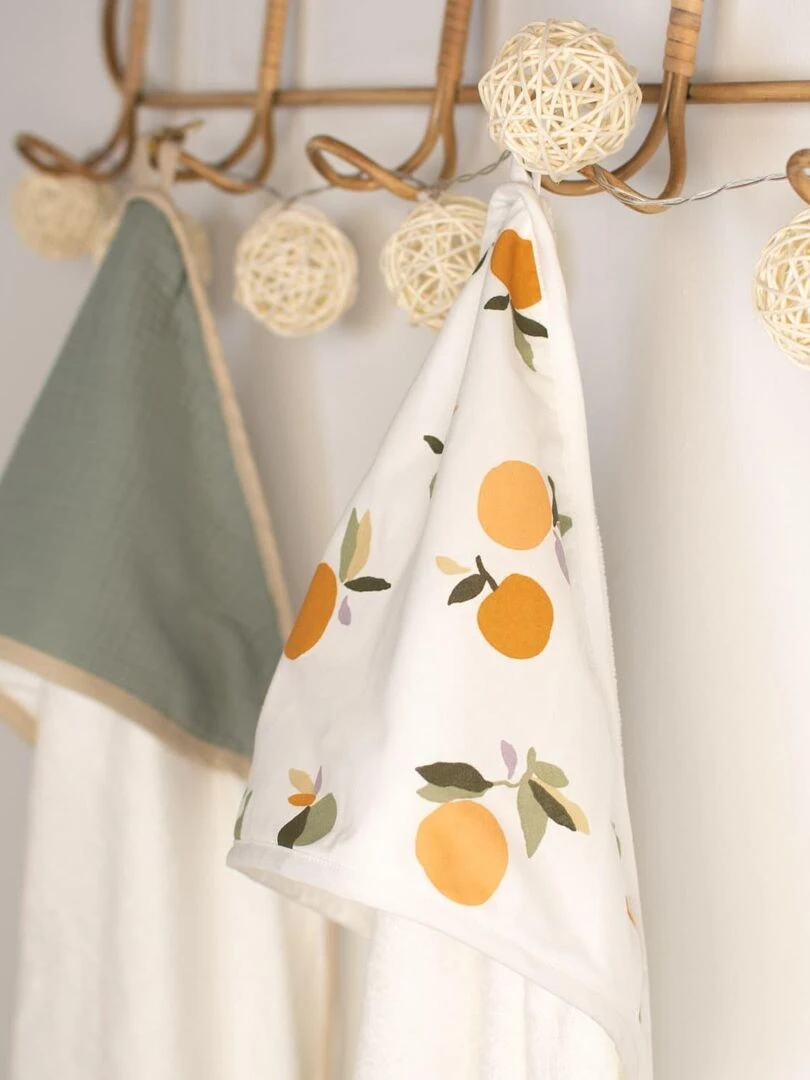 Grande cape de bain en coton et bambou Clem Blanc