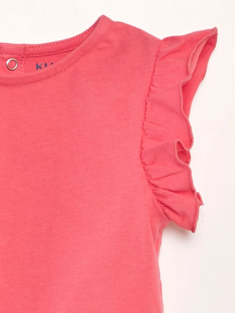 T shirt à volants   Rose