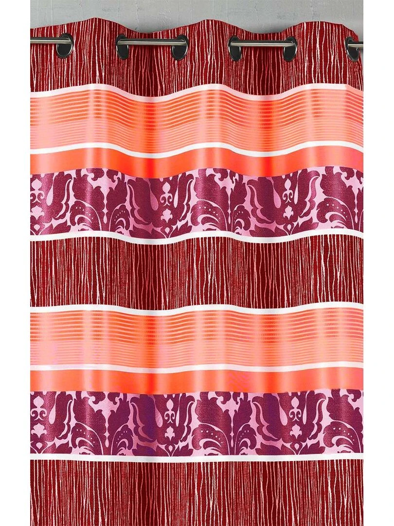 Rideau en jacquard à rayures horizontales colorées Rose fushia
