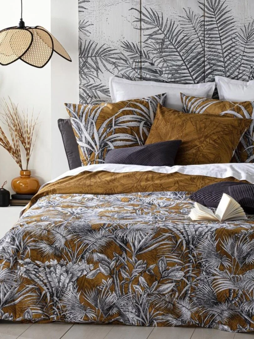 Housse de couette 220x240 Canopeira + 2 taies 100% coton 57 fils Jaune