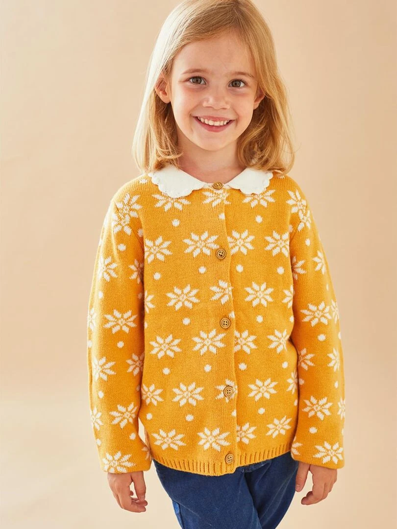 Cardigan tricot jacquard épais Noukie's Jaune