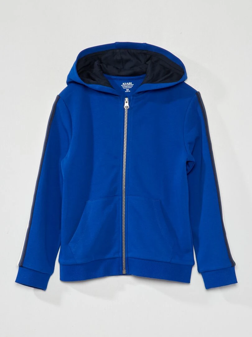 Sweat à capuche et bande tricolore bleu