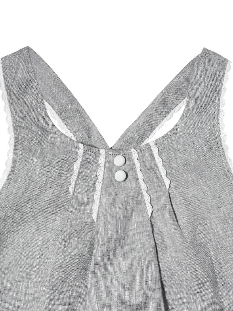 Blouse Bretelles Été Fille  Lin Gris à Fine Dentelle  ANAIS   'LA FAUTE A VOLTAIRE'   Gris clair