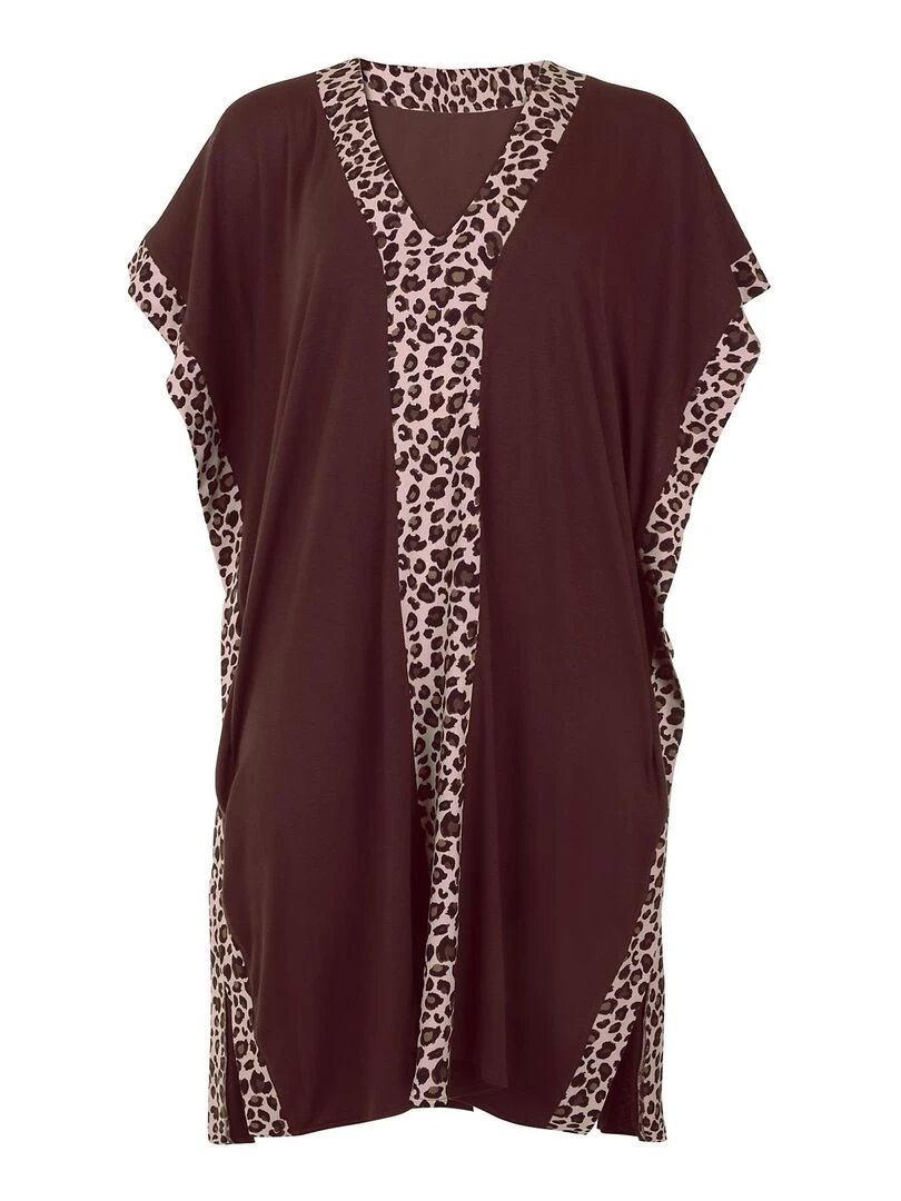 Caftan de plage mi long Veracruz   Marron