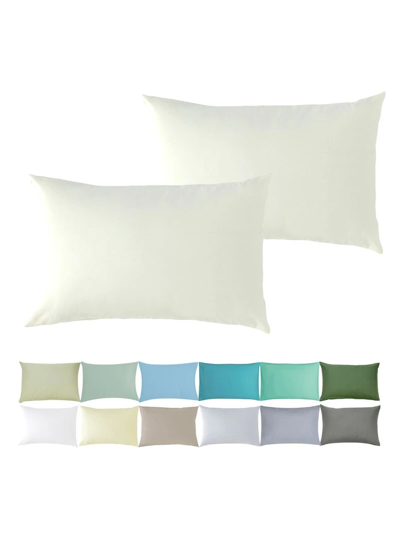 Lot x2 Taies d'oreiller 100% coton Bio 'Ptit Basile' Ecru
