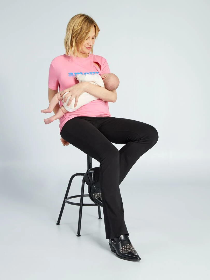 T shirt d'allaitement à ouvertures Rose clair