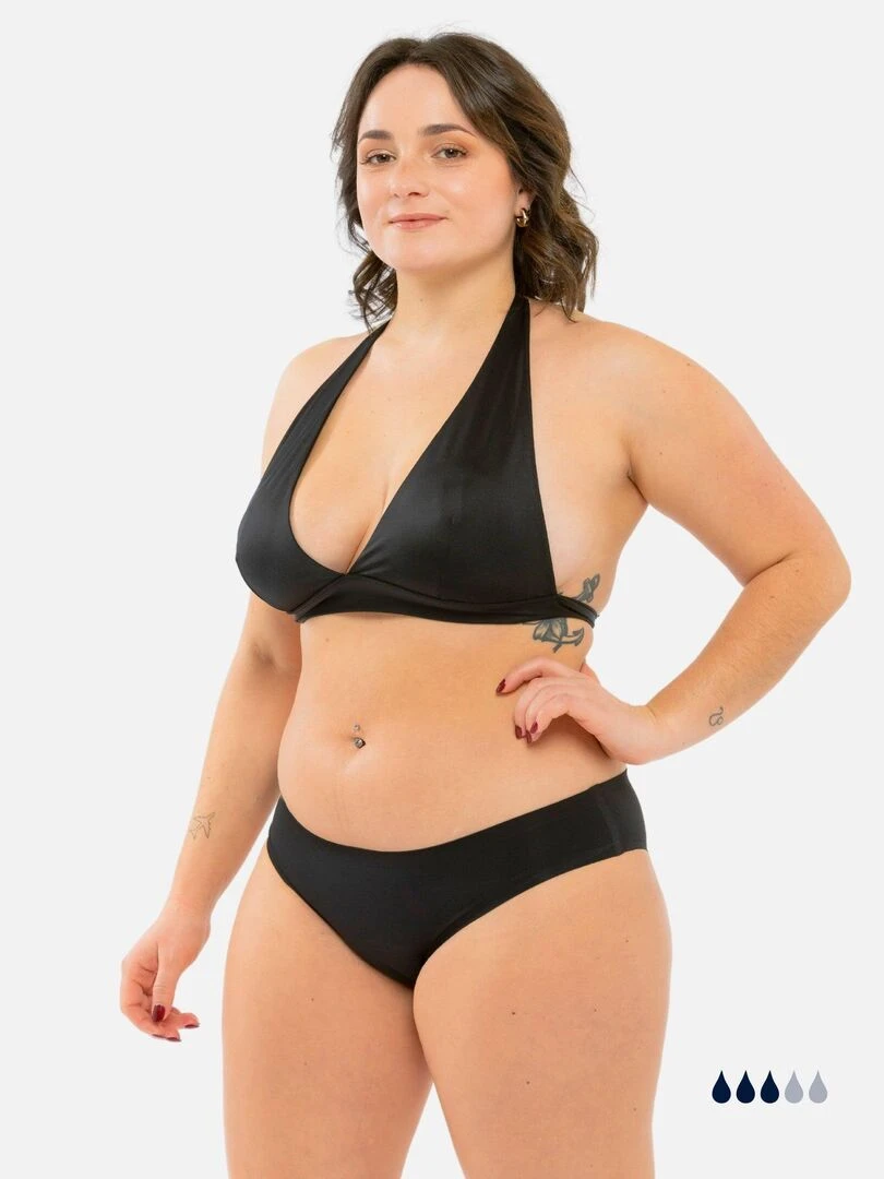 Bas de Maillot de bain Menstruel sans couture   Flux moyen   Nina   Noir