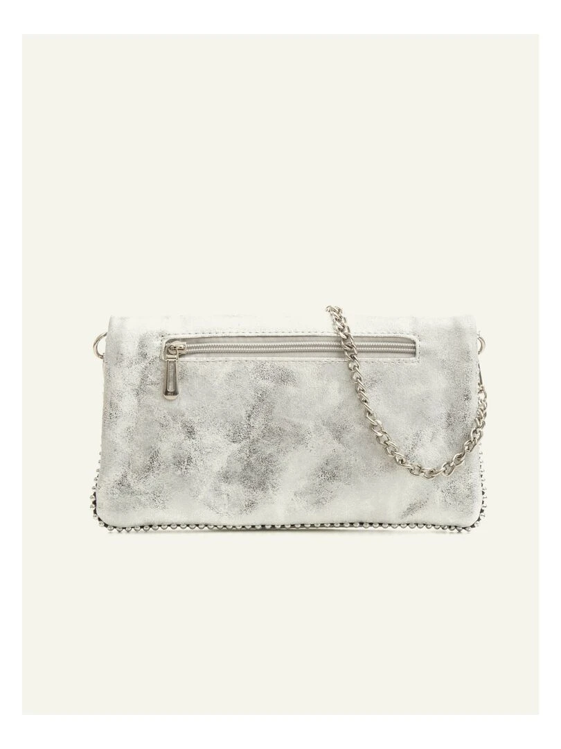 Petit sac pochette similicuir bandoulière amovible DL MANON Argent