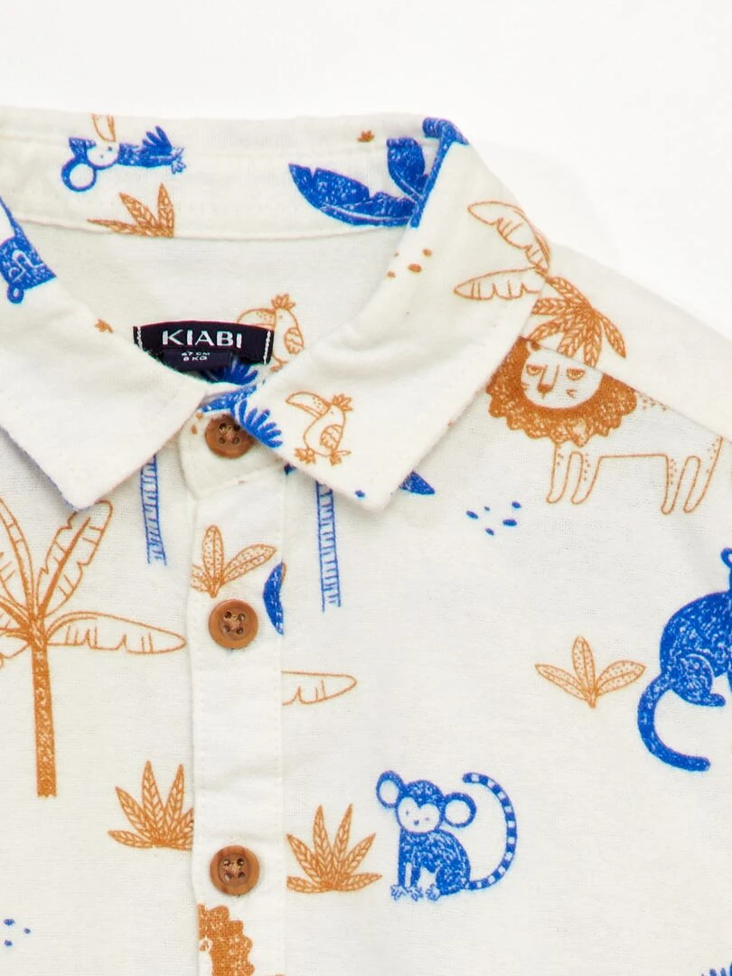 Chemise en flanelle 'jungle'   Blanc