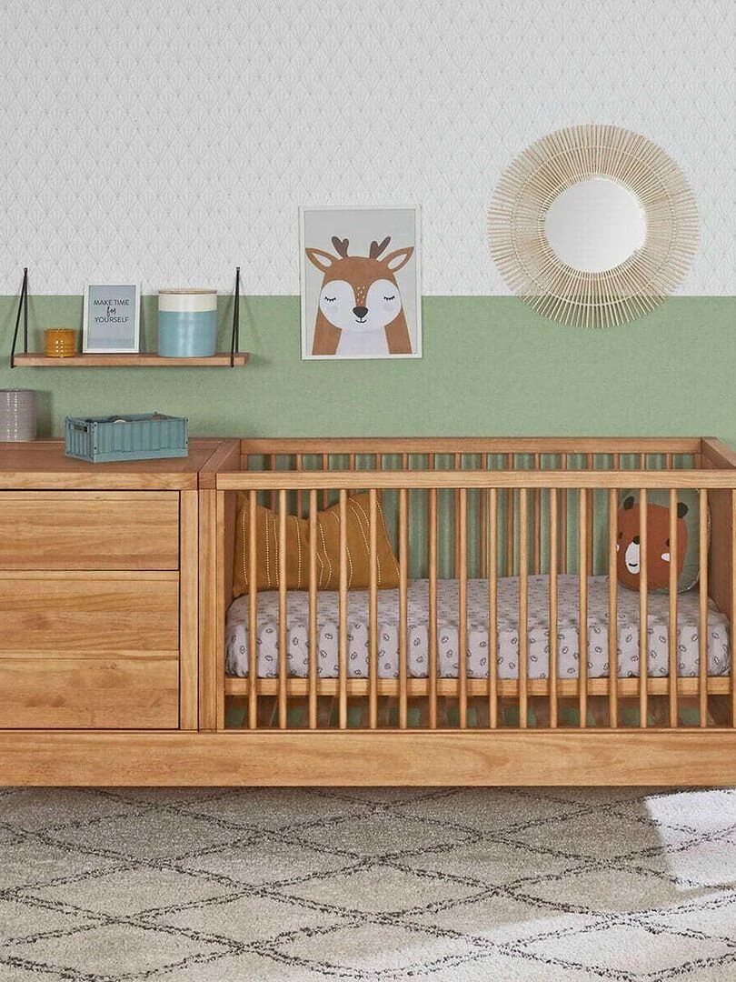 Lit évolutif bébé combiné avec matelas Sya   AKITEN RETAIL   Marron