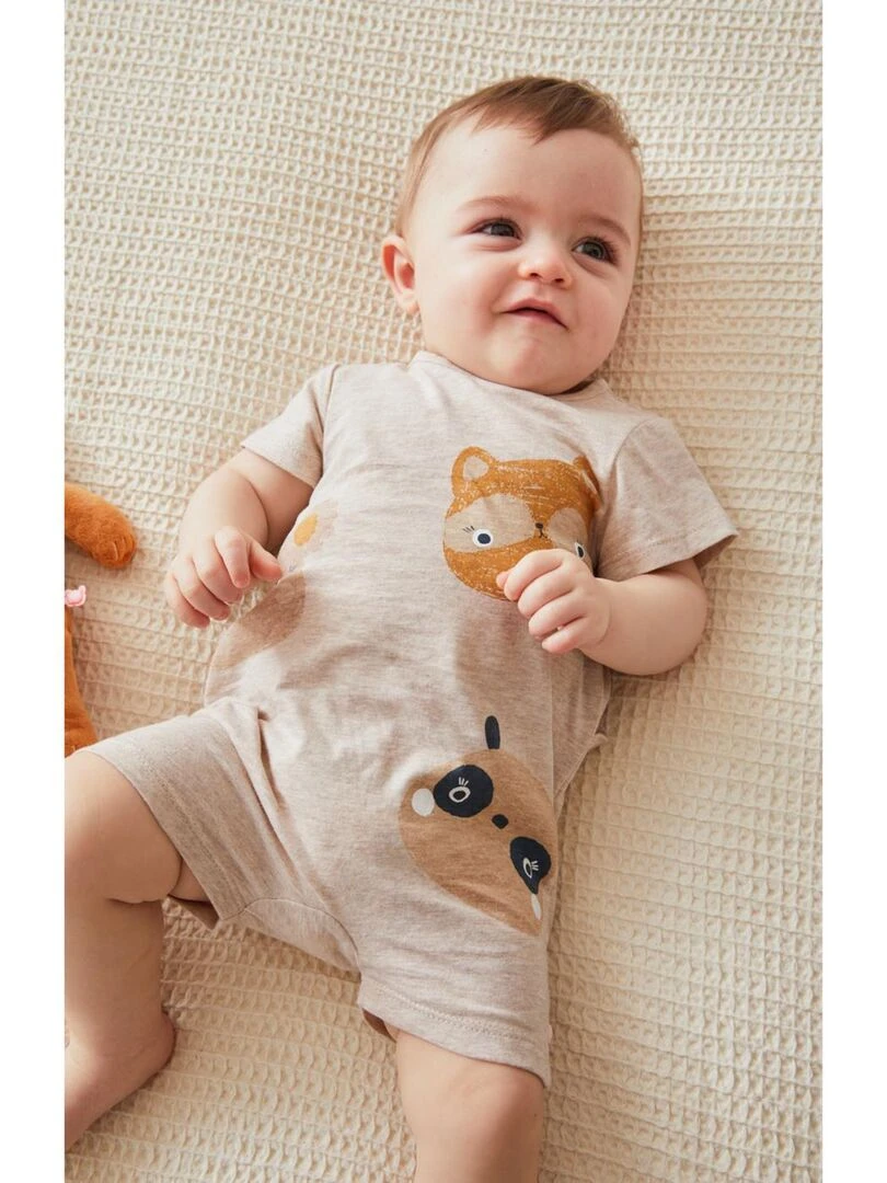 Combishort imprimé animalier en jersey  chiné   Noukie's   Beige