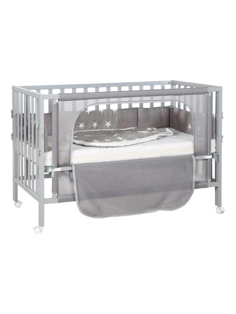 ROBA Lit cododo "safe asleep®" 60 x 120 cm – avec accessoires "Little Stars"   Gris