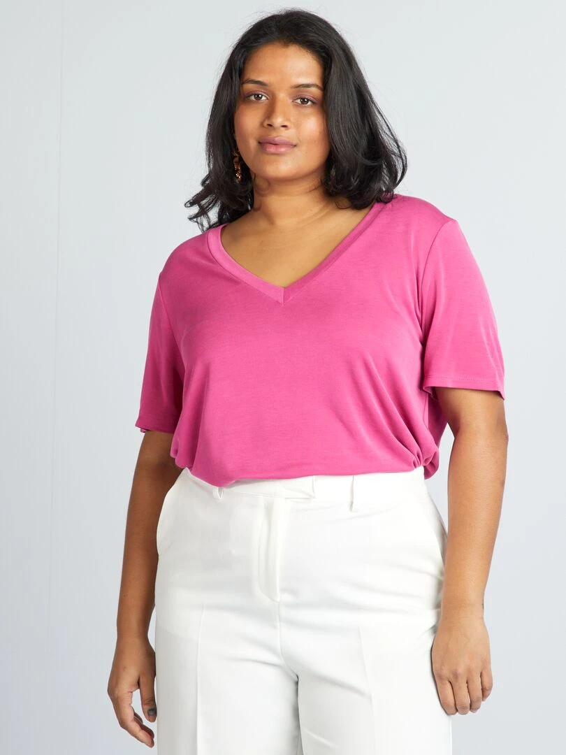 T shirt manches courtes stretch Rose