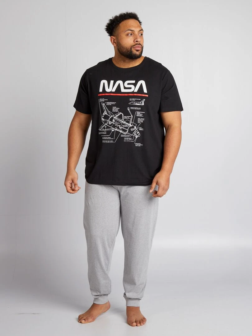Pyjama long 'NASA t shirt + pantalon 2 pièces Noir