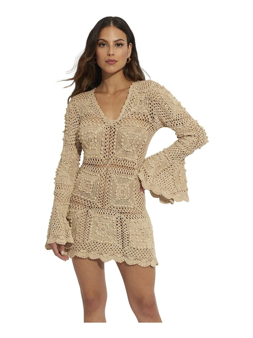 Tunique de plage courte manches longues Complementos Beige