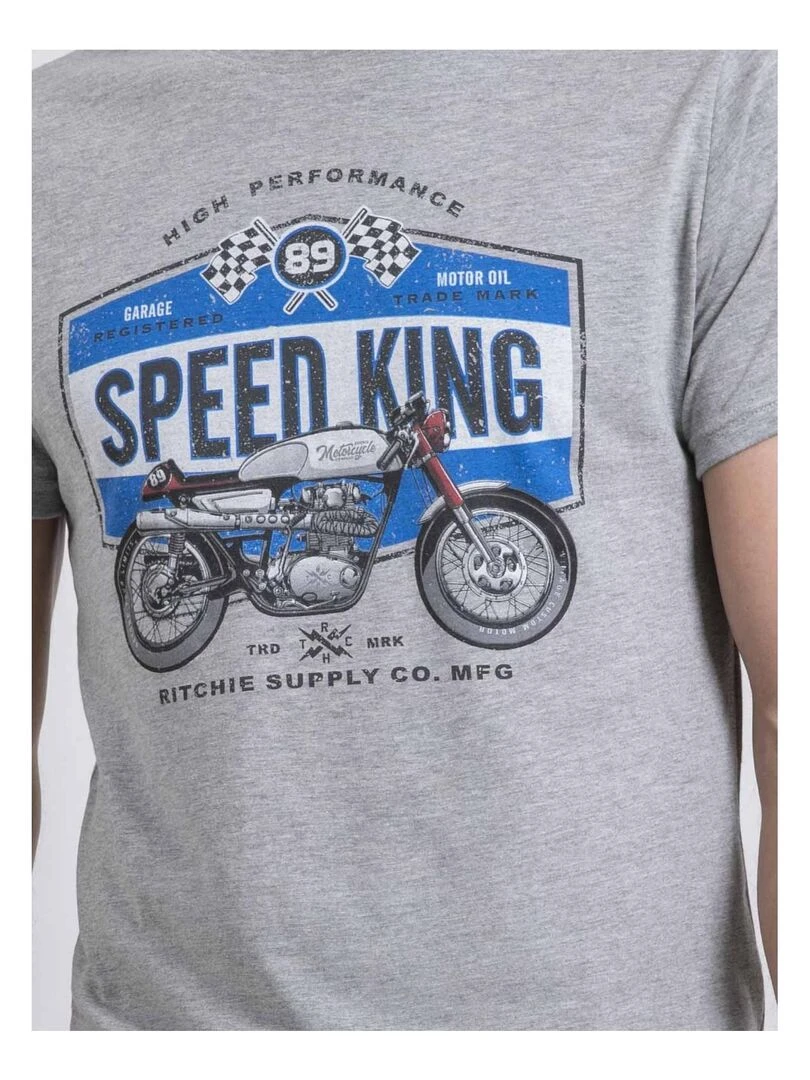 T shirt col rond pur coton NELORIC   Gris