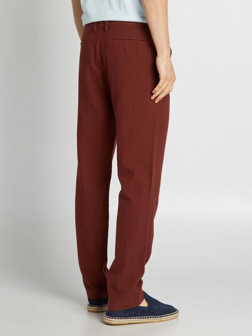 Pantalon chino en lin   Rouge foncé
