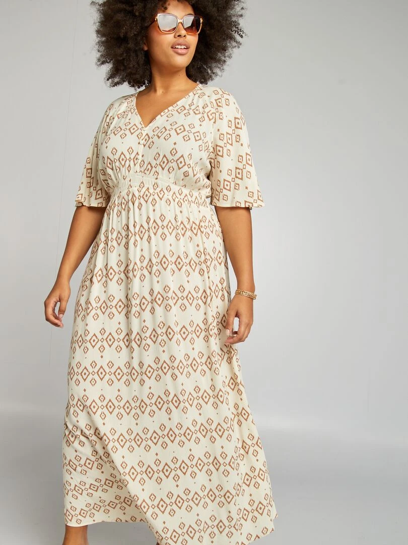 Robe longue papillon Beige