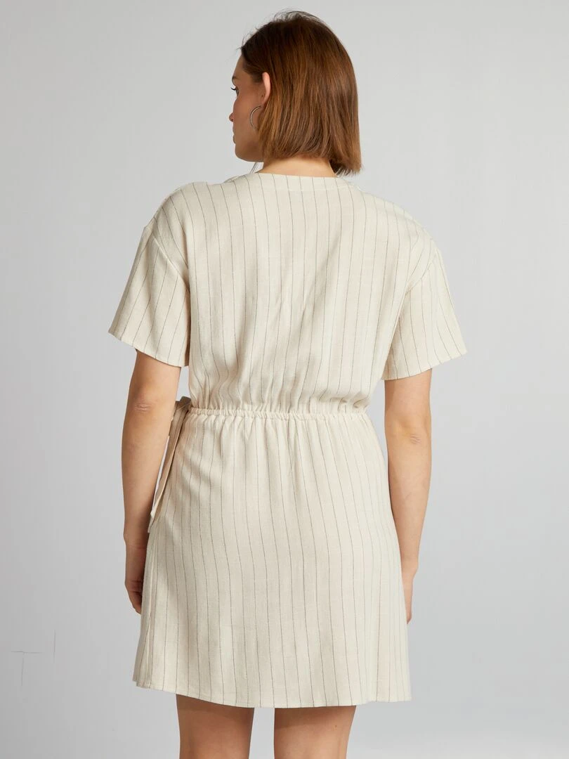 Robe wrap en lin Beige