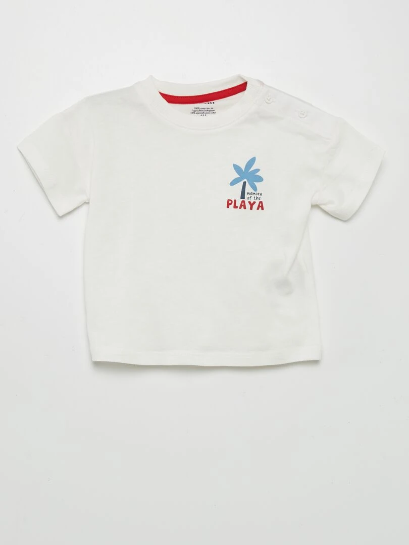 Ensemble tee shirt + short   2 pièces   Blanc/rouge
