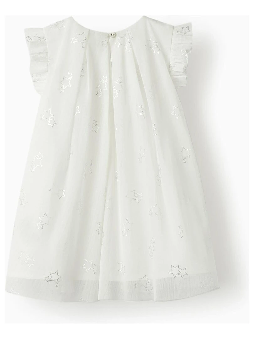 Robe en tulle et coton pour bébé fille 'Special Days Stars' manches courtes CÉRÉMONIE Blanc