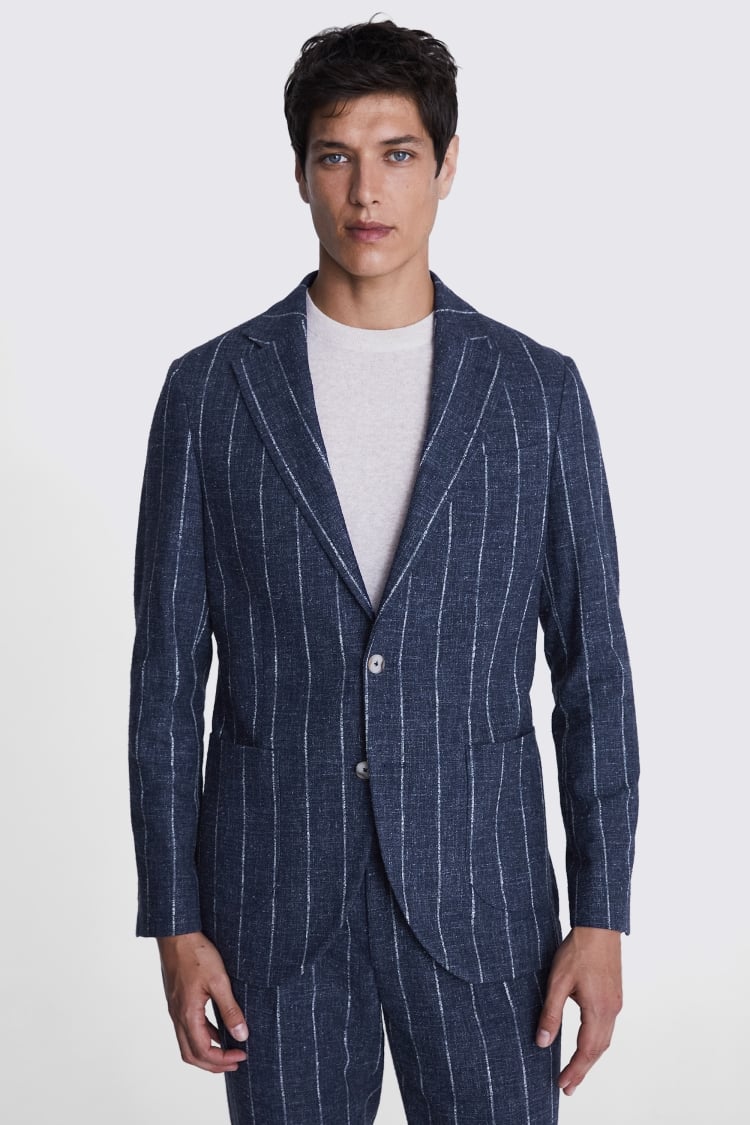 Slim Fit Navy Check Jacket   Buy Online at Moss