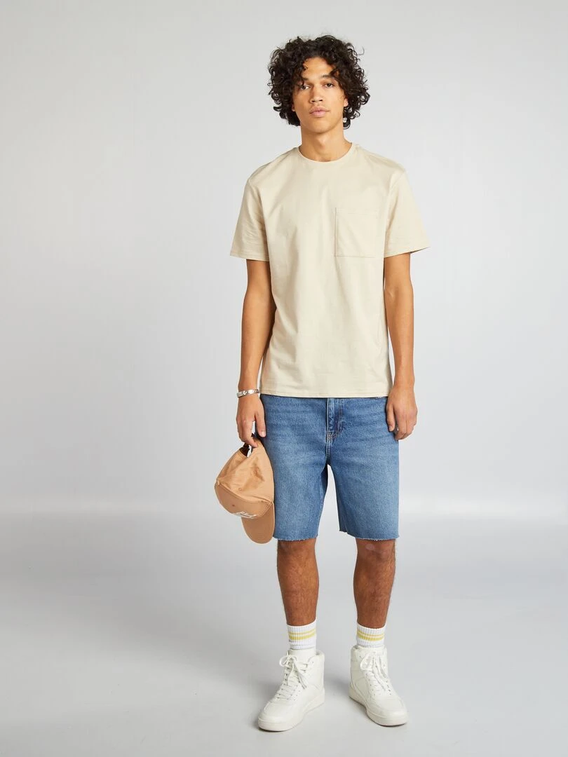 T shirt imprimé à col rond   Kaki