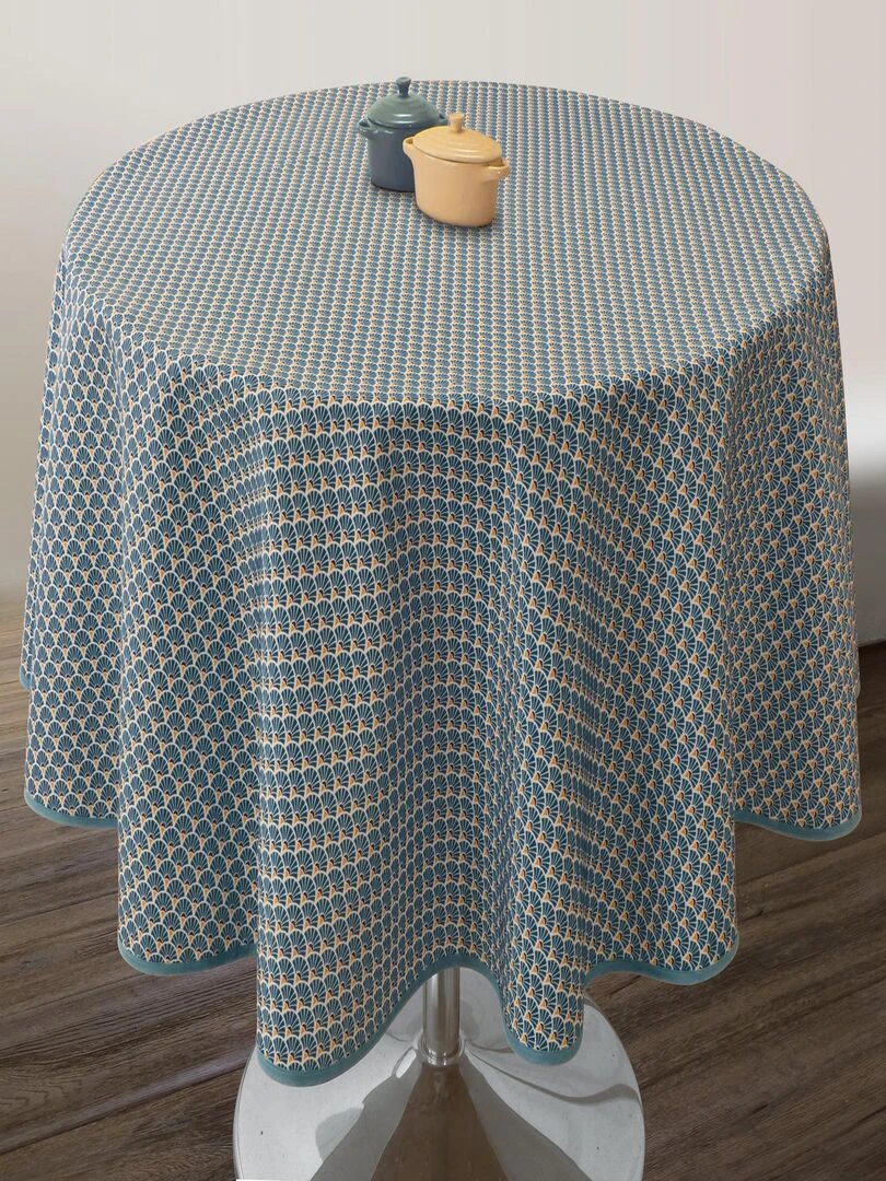Nappe Anti taches Paon bleu foncé Ovale 150 x 240 cm Bleu foncé