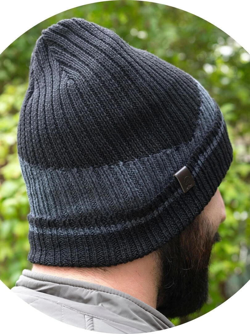 Bonnet Homme maille recyclée Noir   Noir