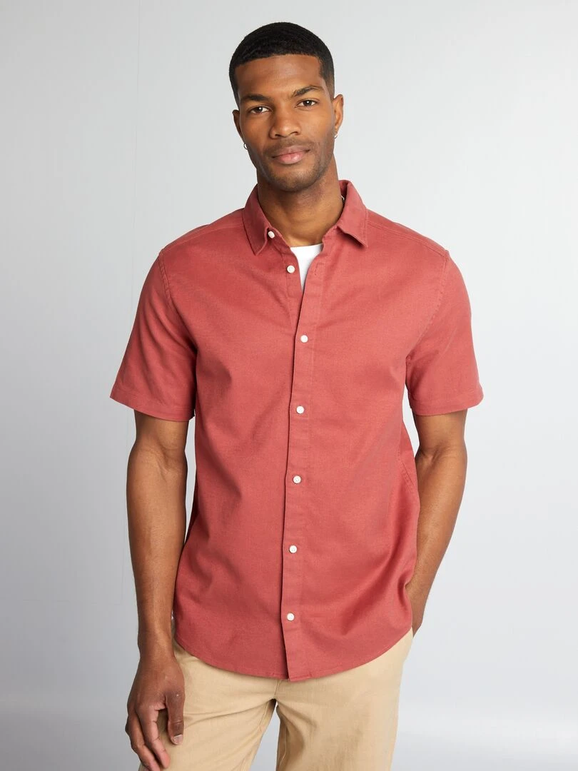Chemise épaisse à manches courtes   Brique