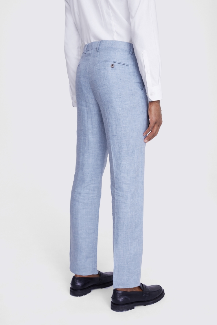 Regular Fit Dusty Blue Linen Trousers Buy Online at Moss