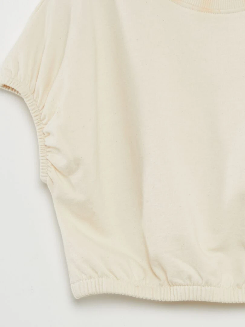 Tee shirt à manches élastiquées   Ecru