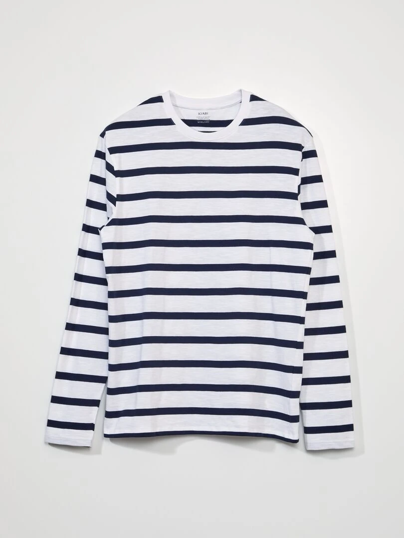 T shirt type marinière Marine/blanc