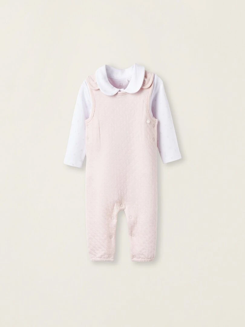 Combinaison + Bodies pour Nouveau Né 'Cœurs' EARLY BLOOM Rose clair