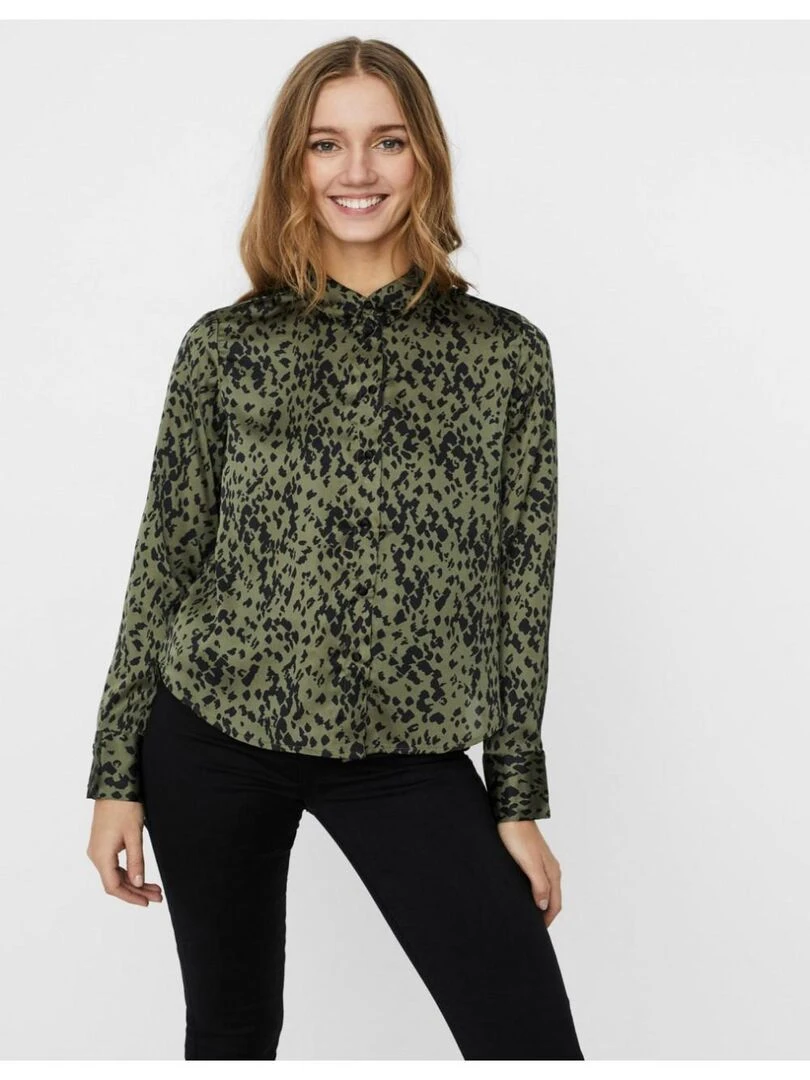 Chemisier à motif animalier Vero Moda Vert