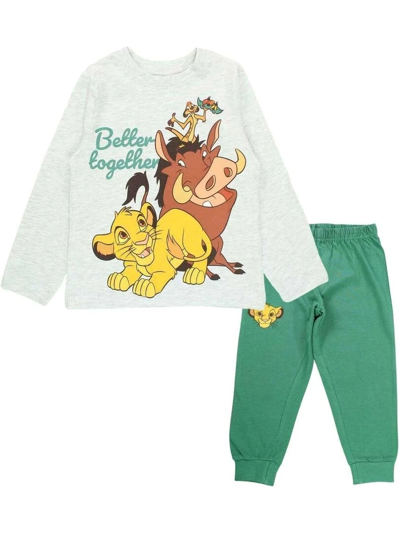 Disney Pyjama garçon imprimé Le Roi Lion en coton Gris