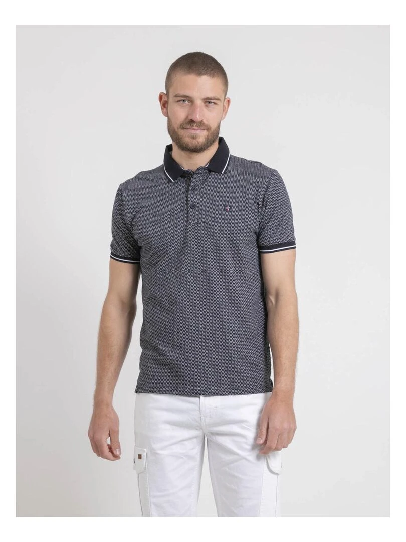 Polo manches courtes pur coton motifs PIGUMAX Bleu marine