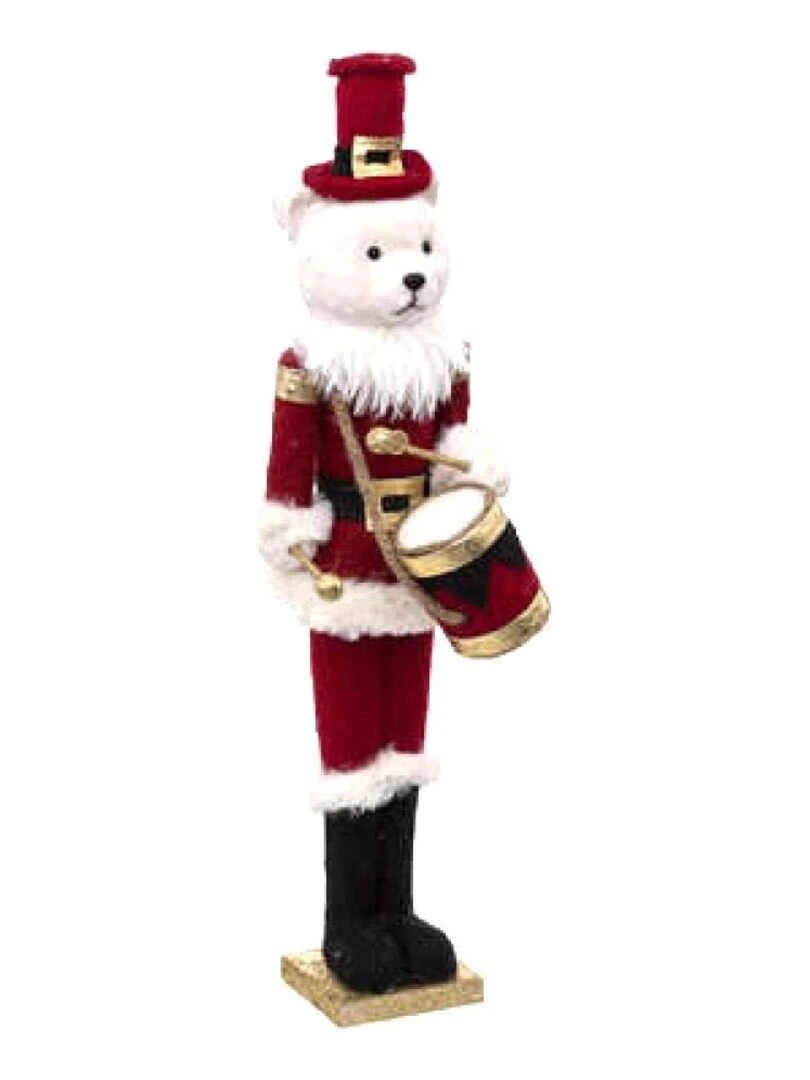 Décoration Casse Noisette ours tambour 62 cm Rouge