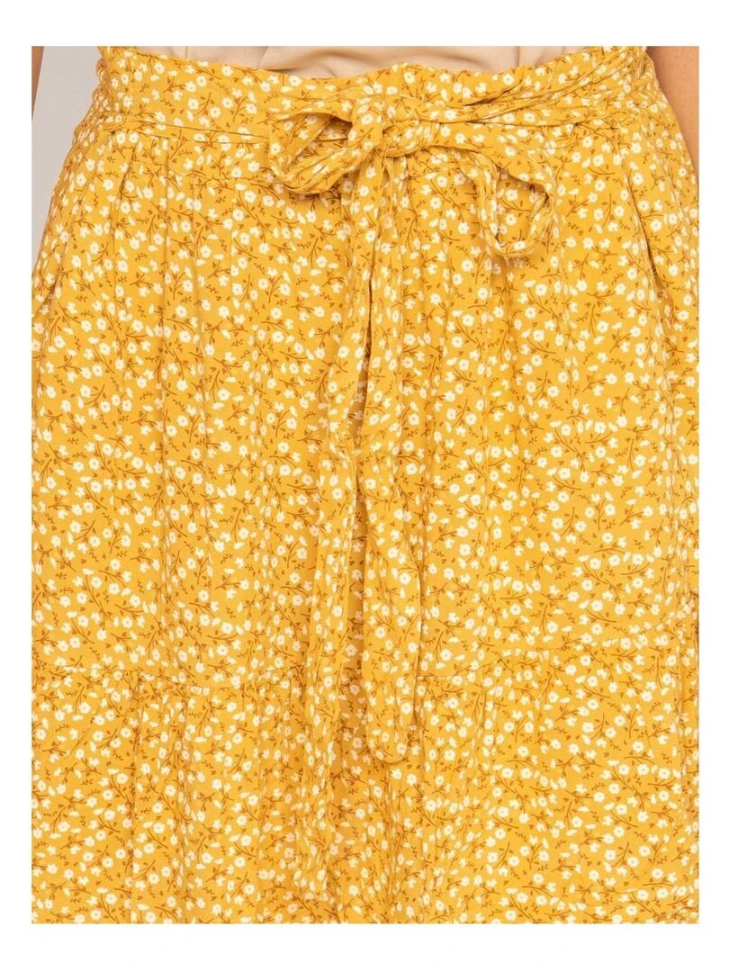 Jupe short motifs XYMESS   Moutarde