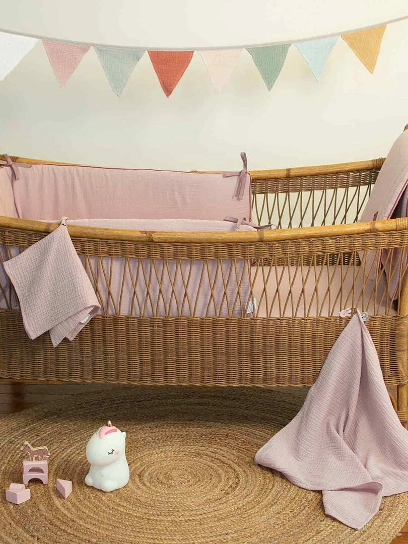 Tour de lit universel en gaze de coton  Jeanne   Gris