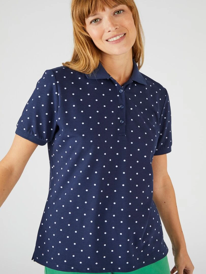 Polo maille piquée   Damart   Bleu marine