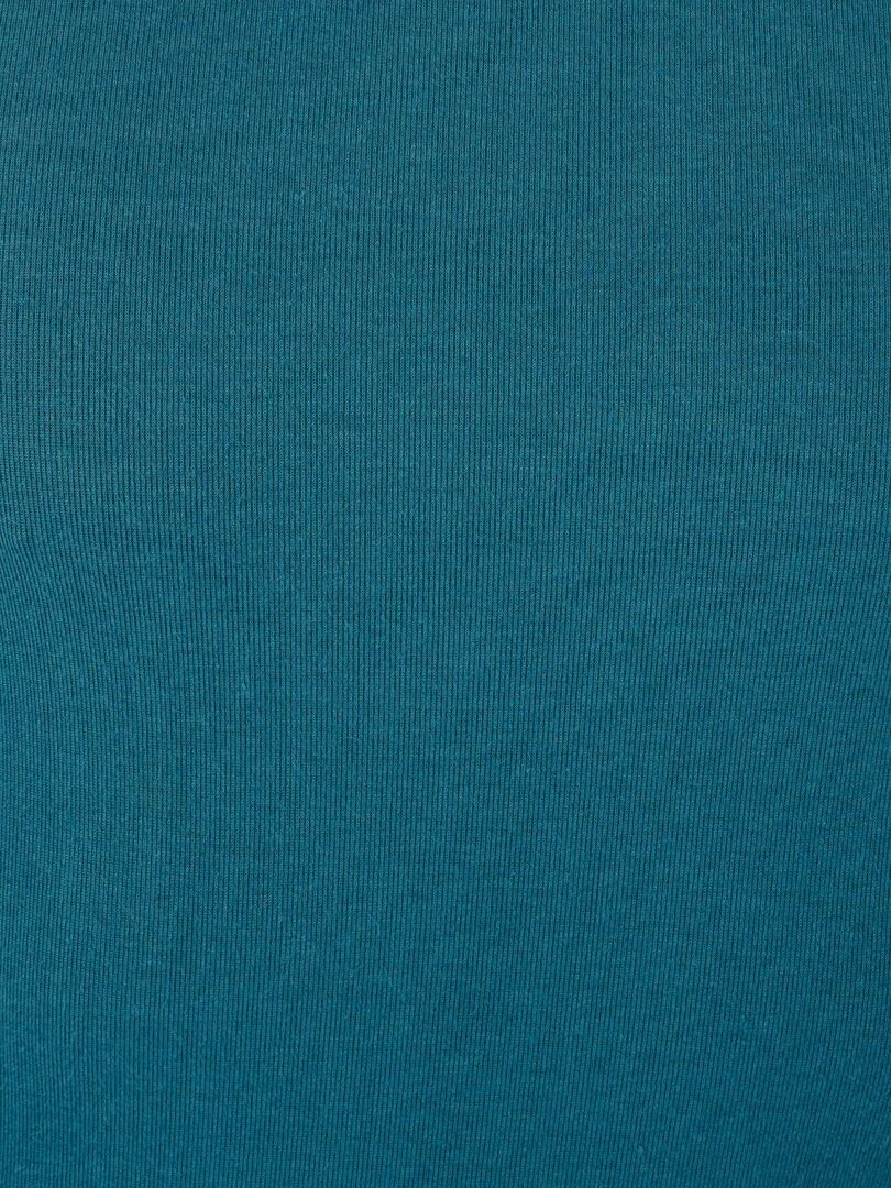 T shirt col rond manches courtes fine côte Thermolactyl   Damart   Bleu pétrole