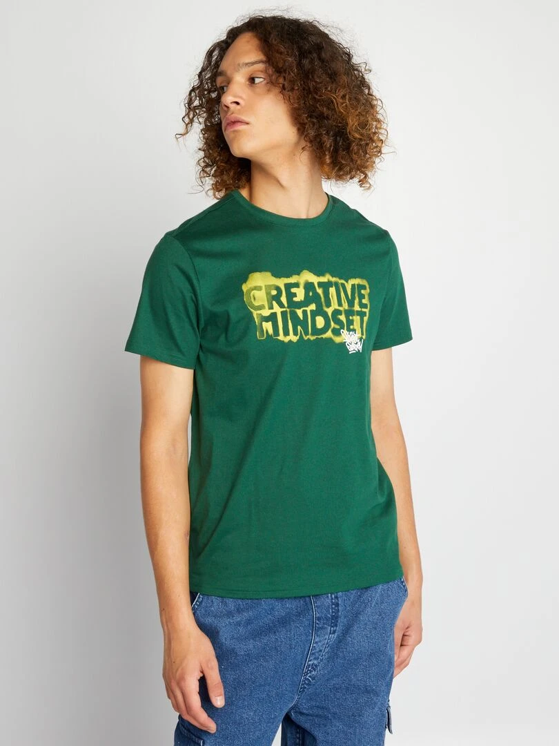 Tee shirt en jersey avec imprimé Vert