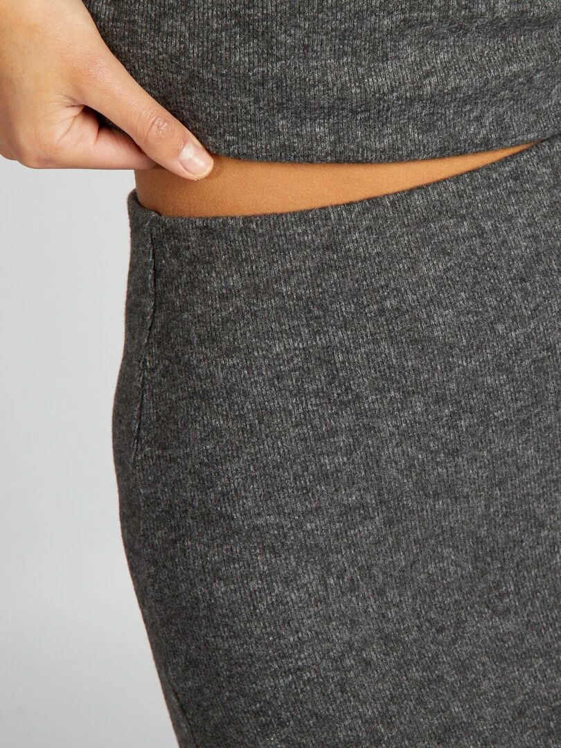 Jupe midi en tricot   Gris