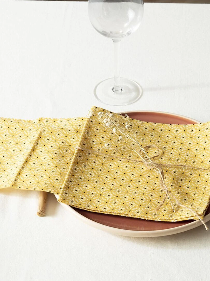 Lot de 4 serviettes graphiques Jaune foncé