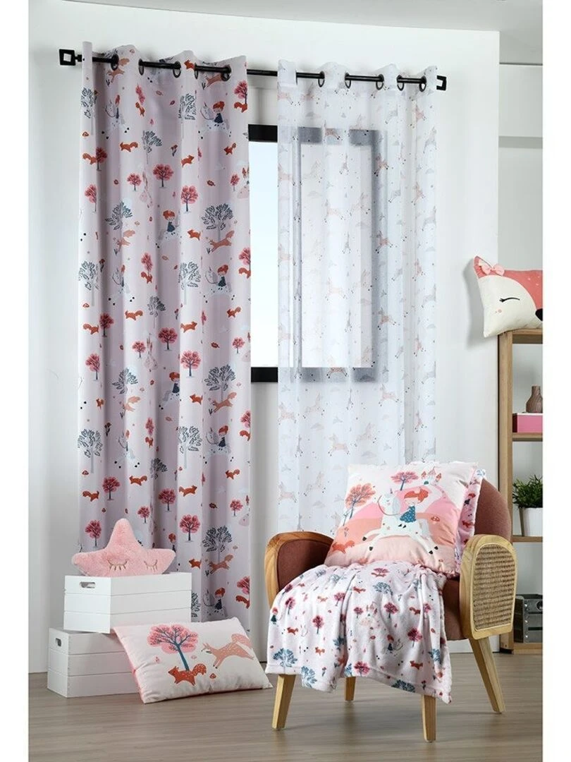 Rideau à œillets occultant 140x260 Cyrielle rose   Rose