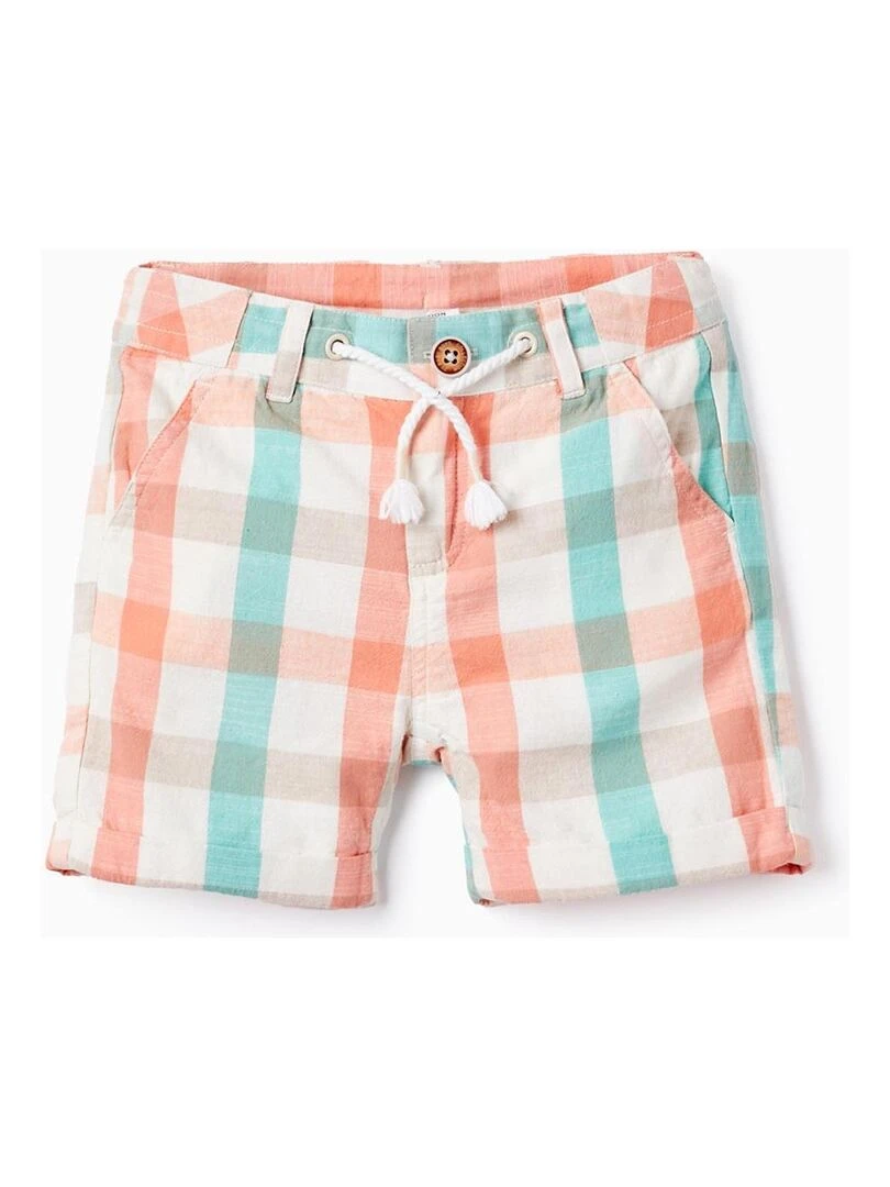 Short en Coton à Carreaux pour Bébé Garçon Blanc
