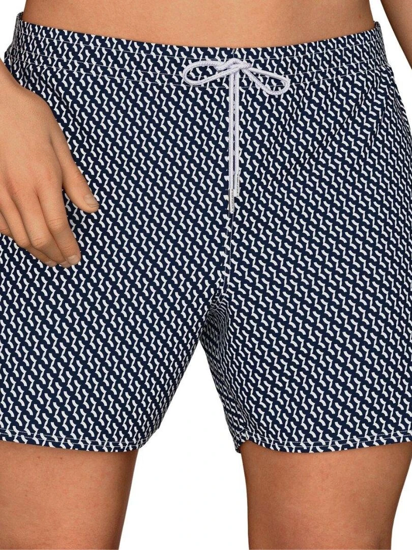 Short de bain à micro motif graphique Nassau Bleu