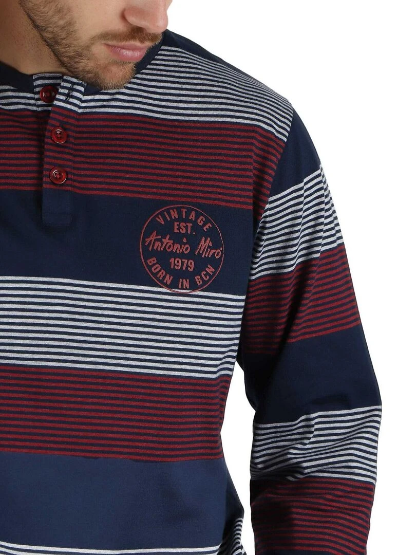 Pyjama pantalon et haut Rayas Stamp Antonio Miro   Bleu marine