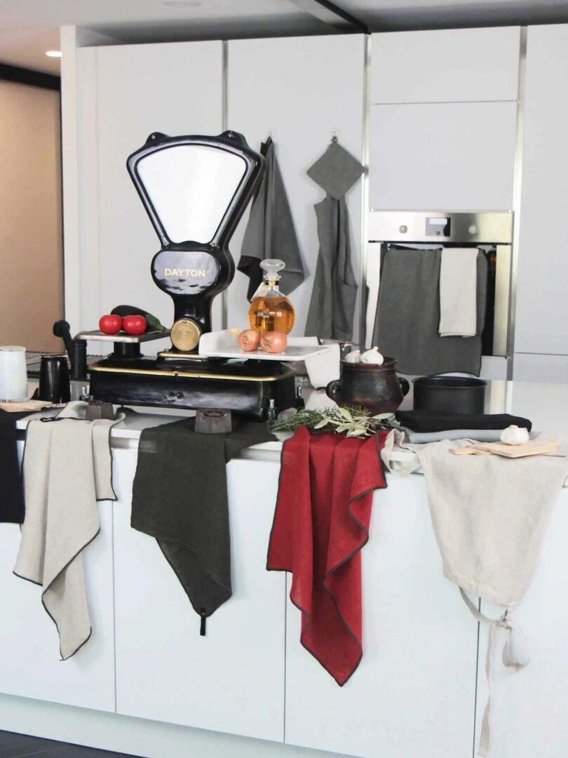 Torchon de cuisine en lin Gris souris